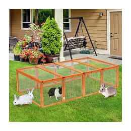 Clapier Cage À Lapins Extérieur Intérieur Pliable 2 Portes Supérieures 181l X 100l X 48h Cm Bois Massif Pin