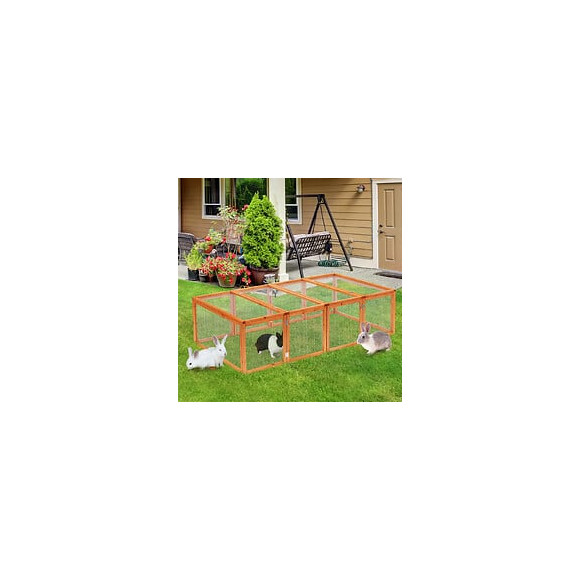 Clapier Cage À Lapins Extérieur Intérieur Pliable 2 Portes Supérieures 181l X 100l X 48h Cm Bois Massif Pin