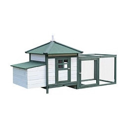 Poulailler Cottage Multi-équipement Perchoir Rampe Pondoir Enclos Tiroir À Déjection 196l X 76l X 97h Cm Bois Massif Pin Ver