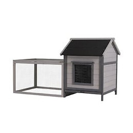 Clapier Cage À Lapin Cottage - Niche Avec Rampe, Porte, Fenêtres, Plateau Excrément Amovible - Toit Enclos Ouvrant - Bois Sa