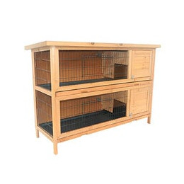 Clapier Sur Pieds Cage À Lapin Double Niveau Plateaux Excréments Coulissants 4 Portes Verrouillables Dim. 137l X 50l X 93h Cm