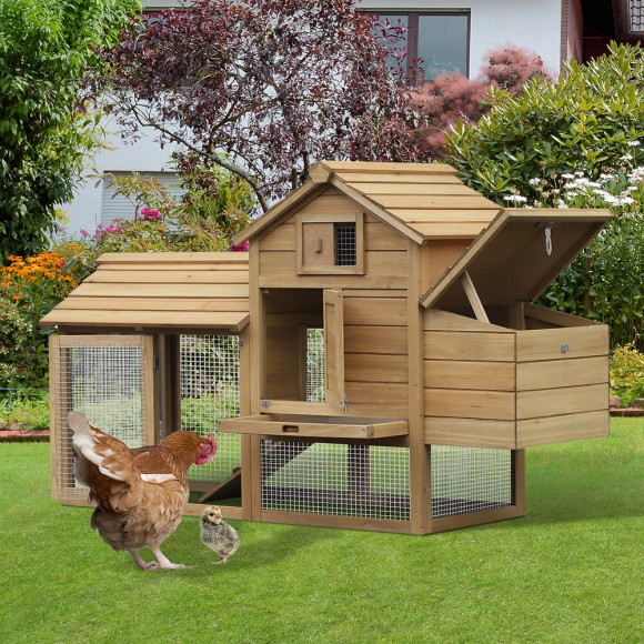 Petit Poulailler Cottage Cage À Poules Sur Pied Dim. 151l X 54l X 87h Cm Multi-équipement Bois Massif De Pin