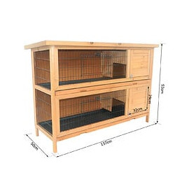 Clapier Sur Pieds Cage À Lapin Double Niveau Plateaux Excréments Coulissants 4 Portes Verrouillables Dim. 137l X 50l X 93h Cm