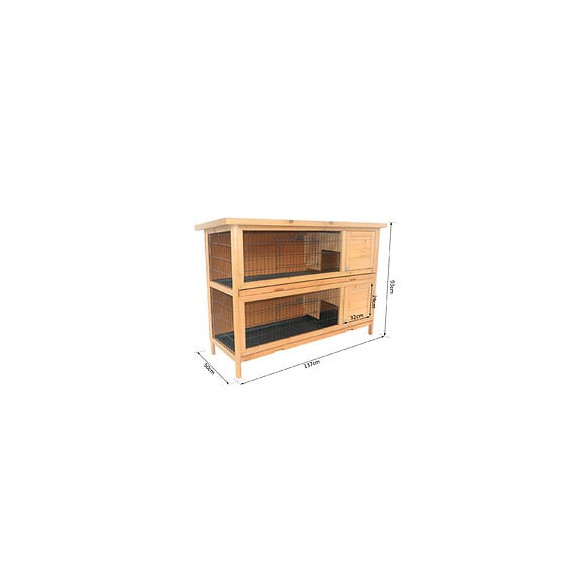 Clapier Sur Pieds Cage À Lapin Double Niveau Plateaux Excréments Coulissants 4 Portes Verrouillables Dim. 137l X 50l X 93h Cm