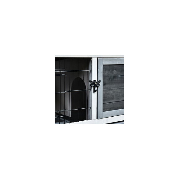 Clapier À Lapin Cage À Lapin 2 Étages 3 Portes Verrouillables Plateau Coulissant Rampe Et Toit Ouvrant Bois De Sapin Gris Bl