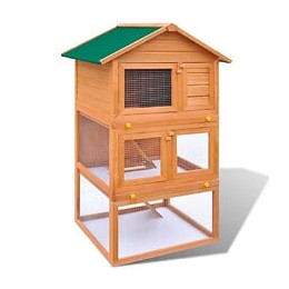 Cage Clapier Extérieur En Bois Pour Lapins 3 Etages - Brun