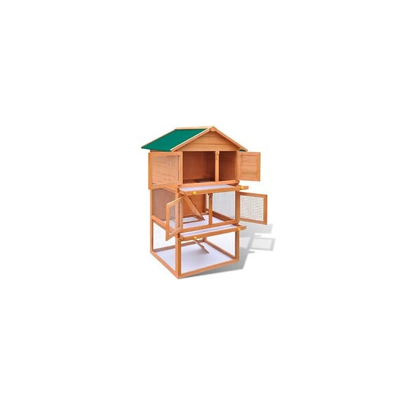 Cage Clapier Extérieur En Bois Pour Lapins 3 Etages - Brun