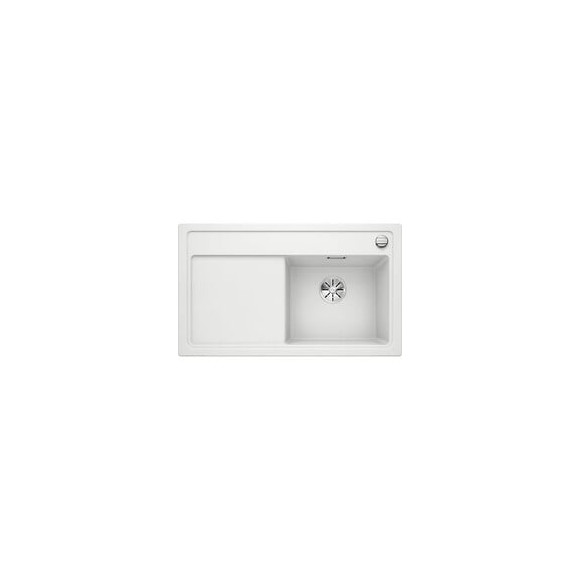Blanco Zenar 45s - Evier - Silgranit - 1 Cuve - Egout A Gauche - Vidage Auto - Siphon Inclus - Planche A Decouper Bois - Blanc