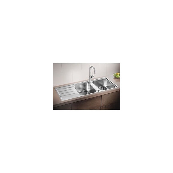 Blanco Lemis 8s-if - Evier  - Inox Brosse - 2 Cuves - Egouttoir Reversible - Vidage Auto - A Encastrer A Fleur De Plan