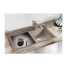 Blanco Zenar 45s-evier - Silgranit - 1 Cuve - Egout A Gauche - Vidage Auto - Siphon Inclus - Planche A Decouper Bois - Gris Roc