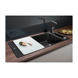 Blanco Axia Iii Xl 6s - Evier - Silgranit - 1 Grande Cuve - Reversible - Vidage Auto - Siphon Inclus - Planche En Verre - Blanc