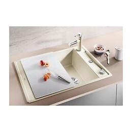 Blanco Axia Iii 45s - Evier - Silgranit - 1 Cuve - Reversible - Vidage Auto - Siphon Inclus - Planche A Decouper Verre - Blanc