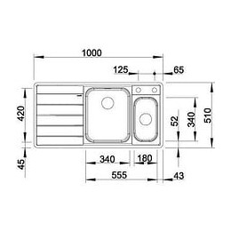 Blanco Axis Iii 6 S-if - Evier - Inox Lisse - 1 Cuve 1/2 - Egout A Droit - Vidage Auto - Sans Siph - Planche Verre - Vide-sauce