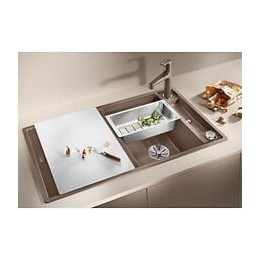 Blanco Axia Iii 5s - Evier  - Silgranit - 1 Cuve 1/2 - Reversible - Vidage Auto - Sans Siph - Planche A Decouper Verre - Grisro