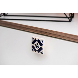 Bouton De Meuble Carreau De Ciment Noir Zamak Peint H.20 X L.37 X P.37 Mm