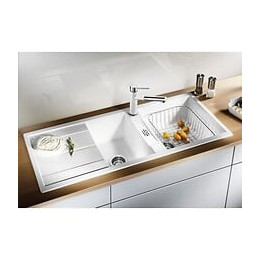 Blanco Metra 8s - Evier - Silgranit - 2 Cuves - 1 Egouttoir Reversible - Vidage Manuel - Siphon - Gris Rocher