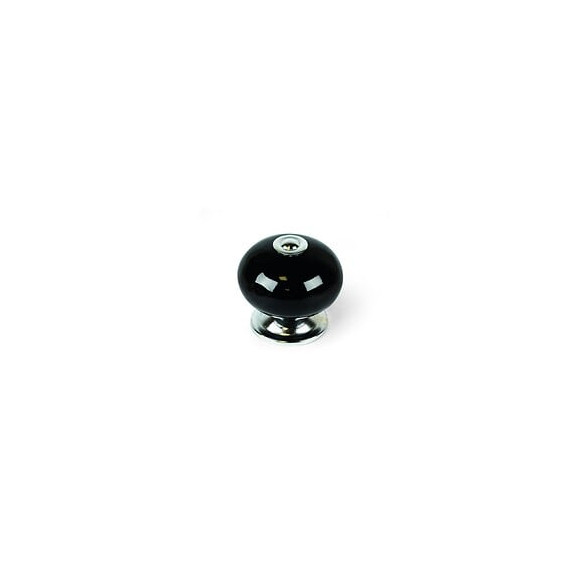 Lot De 4 Boutons De Meuble Boule Noir Porcelaine H.38 X L.40 X P.40 Mm