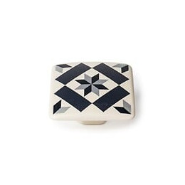 Bouton De Meuble Carreau De Ciment Noir Zamak Peint H.20 X L.37 X P.37 Mm
