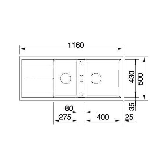 Blanco Metra 8s - Evier - Silgranit - 2 Cuves - 1 Egouttoir Reversible - Vidage Manuel - Siphon - Gris Rocher