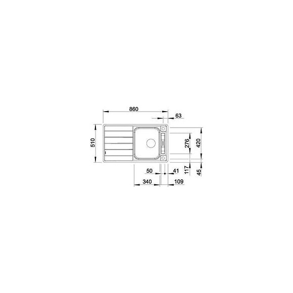 Blanco Axis Iii 45 S-if - Evier - Inox Lisse - 1 Cuve - Reversible - Vidage Auto - Siphon Inclus - Planche En Verre