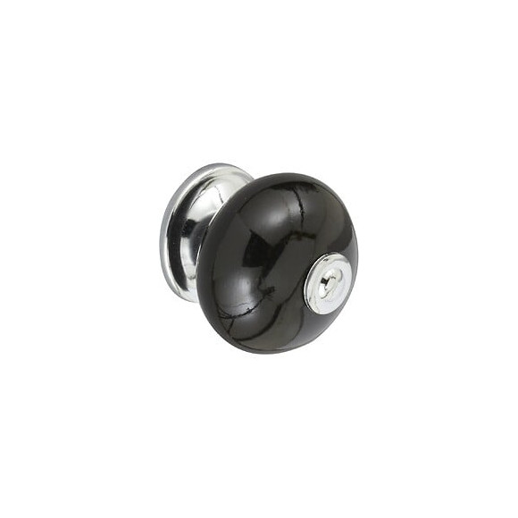 Bouton De Meuble Boule Noir Porcelaine H.38 X L.40 X P.40 Mm
