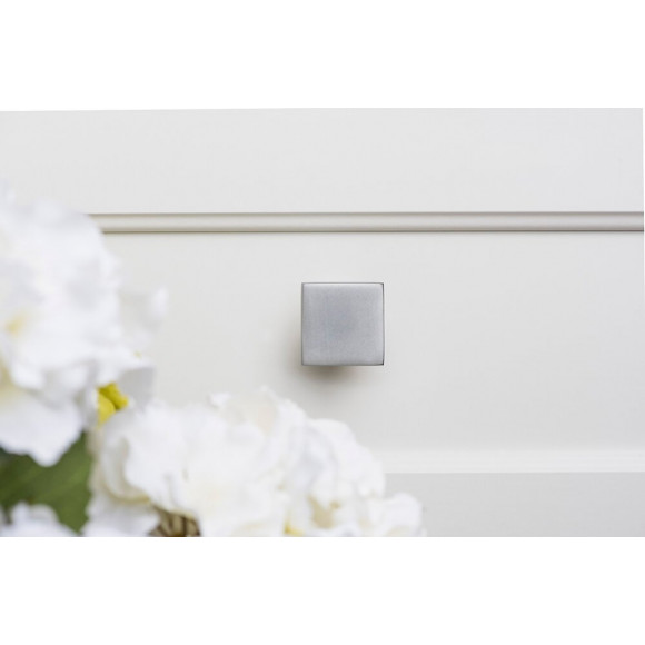 Bouton De Meuble Carré Argent Zamak H.28 X L.30 X P.30 Mm