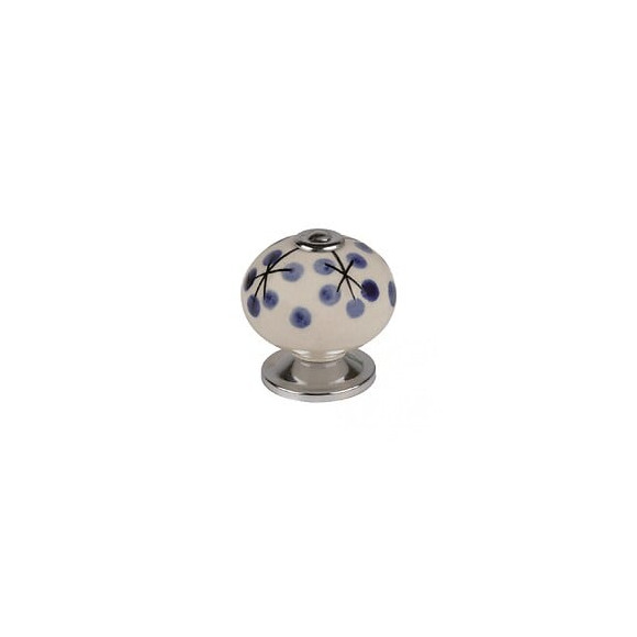 Bouton De Meuble Boule Bleu Porcelaine H.38 X L.40 X P.40 Mm