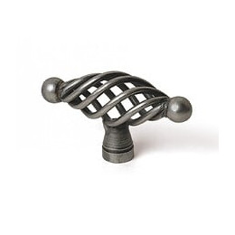 Bouton De Meuble Elliptique Argent Acier H.36 X L.62 X P.23 Mm