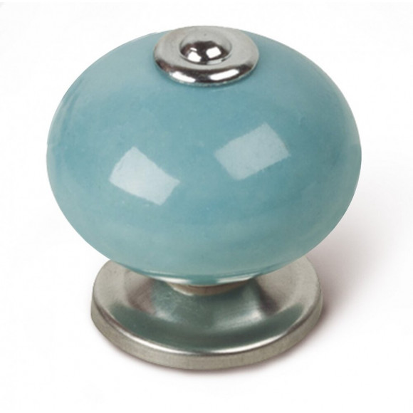Bouton De Meuble Boule Bleu Porcelaine H.38 X L.40 X P.40 Mm
