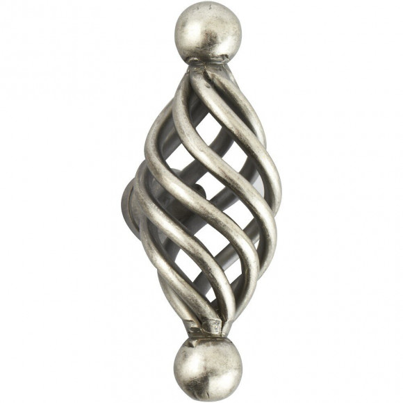 Bouton De Meuble Elliptique Argent Acier H.36 X L.62 X P.23 Mm