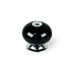 Bouton De Meuble Boule Noir Porcelaine H.38 X L.40 X P.40 Mm