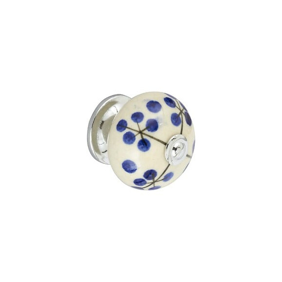 Bouton De Meuble Boule Bleu Porcelaine H.38 X L.40 X P.40 Mm