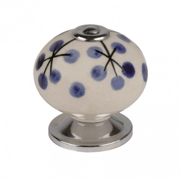 Bouton De Meuble Boule Bleu Porcelaine H.38 X L.40 X P.40 Mm