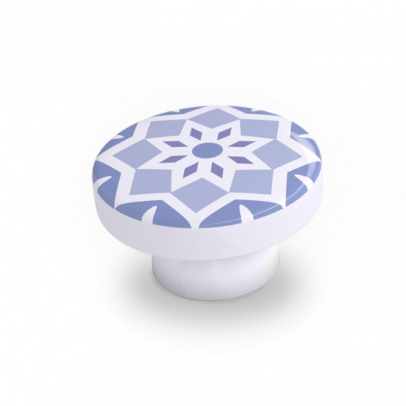 Bouton De Meuble Carreau De Ciment Bleu Bois H.22 X L.39 X P.39 Mm