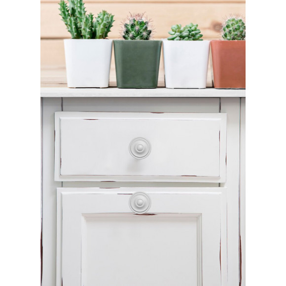 Bouton De Meuble Rond Blanc Zamak H.26 X L.35 X P.35 Mm