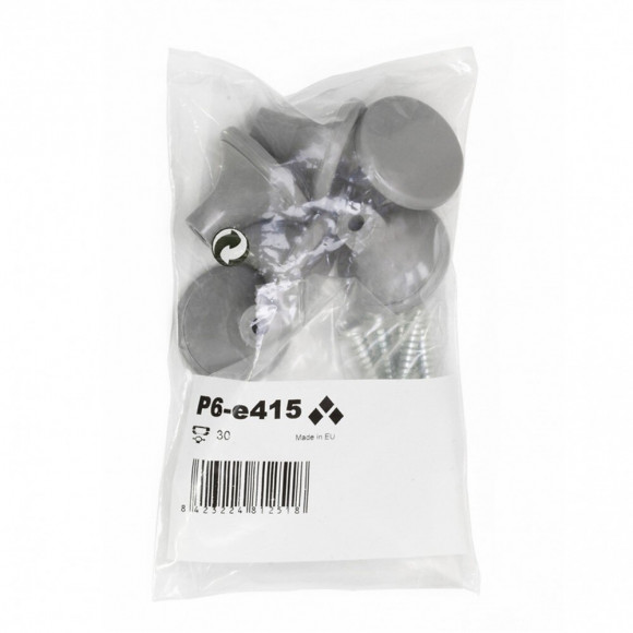 Lot De 6 Boutons De Meuble Rond Gris Plastique H.27 X L.33 X P.33 Mm