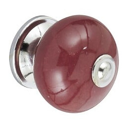 Bouton De Meuble Boule Rouge Porcelaine H.38 X L.40 X P.40 Mm