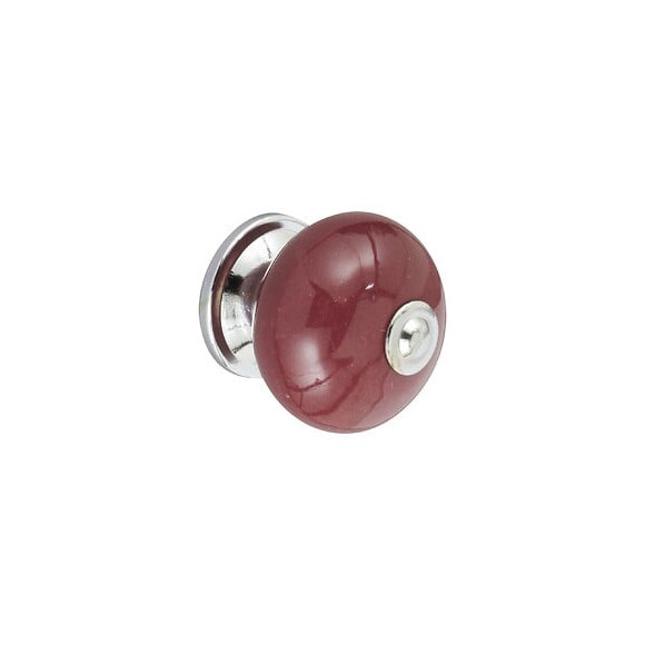 Bouton De Meuble Boule Rouge Porcelaine H.38 X L.40 X P.40 Mm