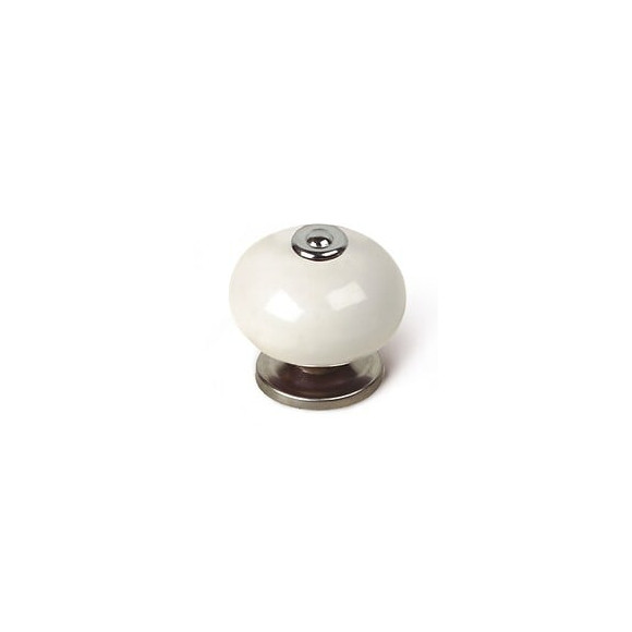 Bouton De Meuble Boule Blanc Porcelaine H.38 X L.40 X P.40 Mm