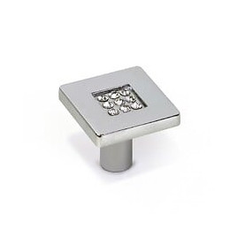 Bouton De Meuble Carré Argent Zamak H.23 X L.28 X P.28 Mm