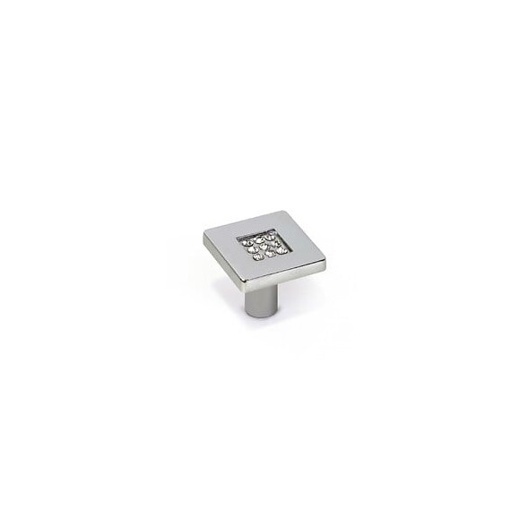 Bouton De Meuble Carré Argent Zamak H.23 X L.28 X P.28 Mm
