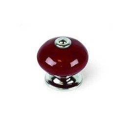 Bouton De Meuble Boule Rouge Porcelaine H.38 X L.40 X P.40 Mm