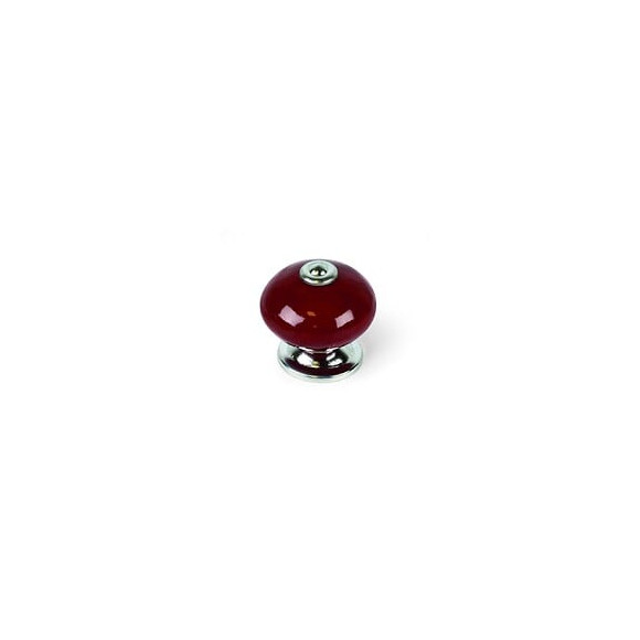 Bouton De Meuble Boule Rouge Porcelaine H.38 X L.40 X P.40 Mm
