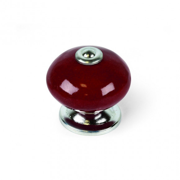 Bouton De Meuble Boule Rouge Porcelaine H.38 X L.40 X P.40 Mm