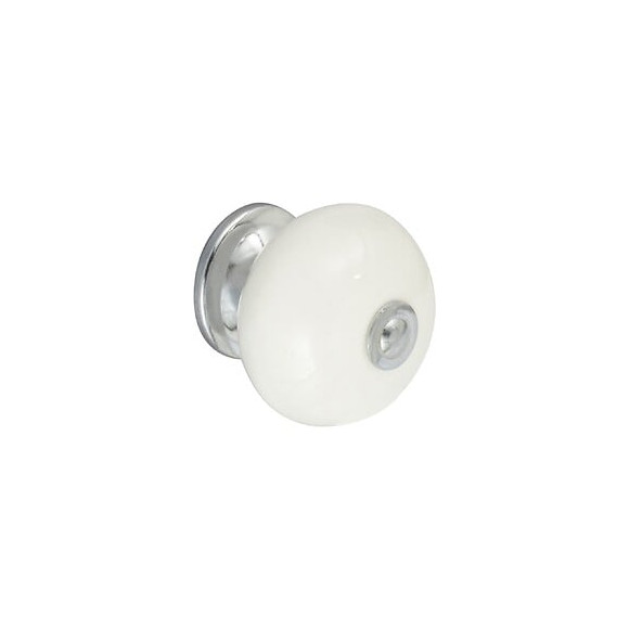 Bouton De Meuble Boule Blanc Porcelaine H.38 X L.40 X P.40 Mm