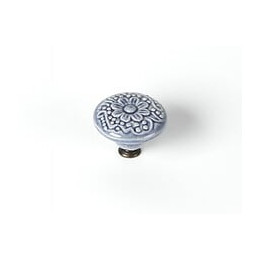 Bouton De Meuble Rond Porcelaine Brillant Bleu H.27 X L.44 X P.44 Mm
