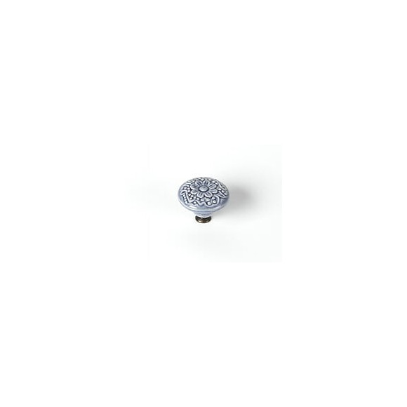 Bouton De Meuble Rond Porcelaine Brillant Bleu H.27 X L.44 X P.44 Mm