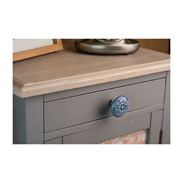 Bouton De Meuble Rond Porcelaine Brillant Bleu H.27 X L.44 X P.44 Mm