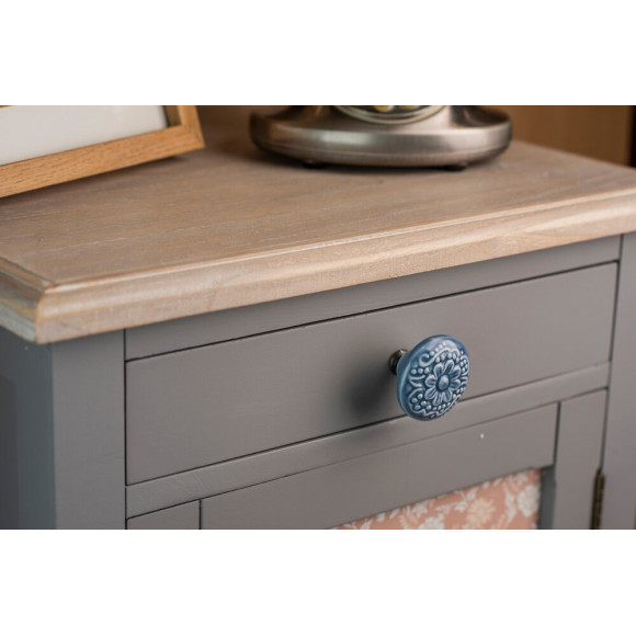 Bouton De Meuble Rond Porcelaine Brillant Bleu H.27 X L.44 X P.44 Mm