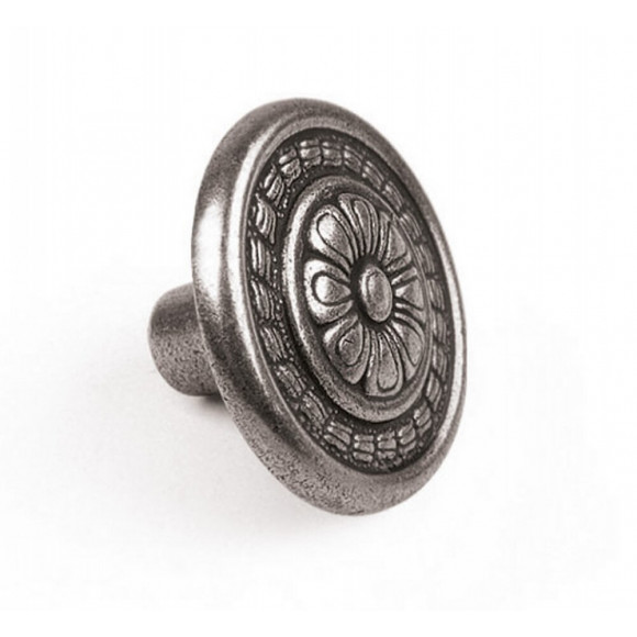 Bouton De Meuble Motif Argent Zamak H.22 X L.30 X P.30 Mm